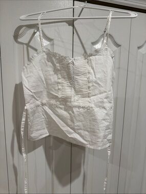 PacSun White Lace-Trim Cotton Camisole